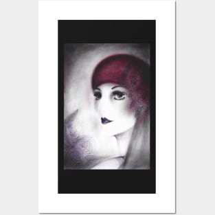 ART DECO FLAPPER, 1920S LADY MUTED SHADES Posters and Art